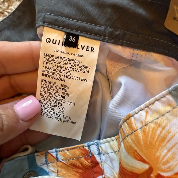 Quiksilver Tropical Blue and Orange Board Shorts - Picture 3 of 4